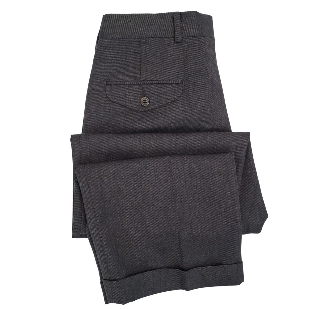 Vtg USA Jos A Bank Dress Pants Mens 31 Charcoal Pleated Cuffed 100% Wool